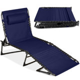 Patio Chaise Lounge Chair, Outdoor Portable Adjustable Pool Recliner W/ Pillow