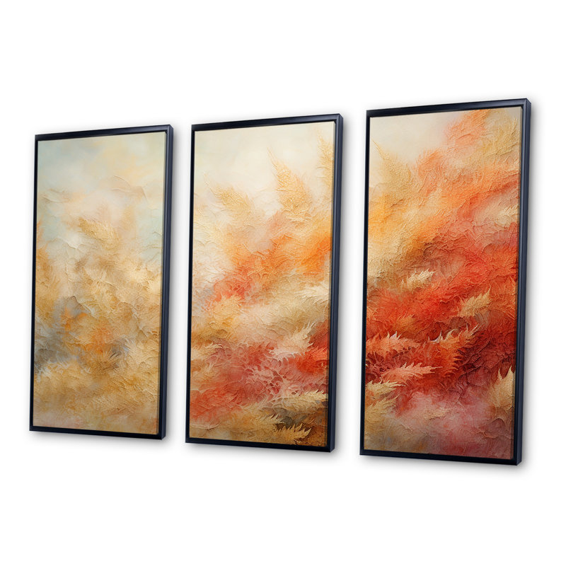 Ensemble de décorations murales en forme de récif corail brun doré, Cadre flottant noir, H 32 po x l 48 po x P 1 po