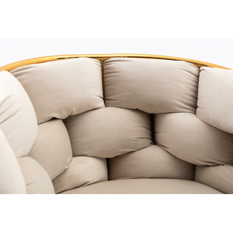 Hummera Upholstered Accent Chair, Beige Velvet, 1