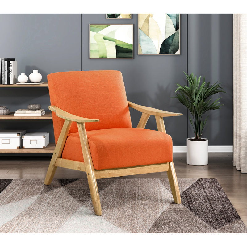 Meuble d'appoint orange tapissier: structure en bois massif, fabrication en tissu confortable, hauteur de 32,03 po, Orange