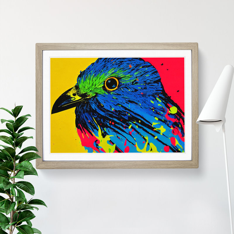 Bird Splash Vol.6 Abstract - Framed Print, 46cm H x 64cm W x 2cm D, Oak