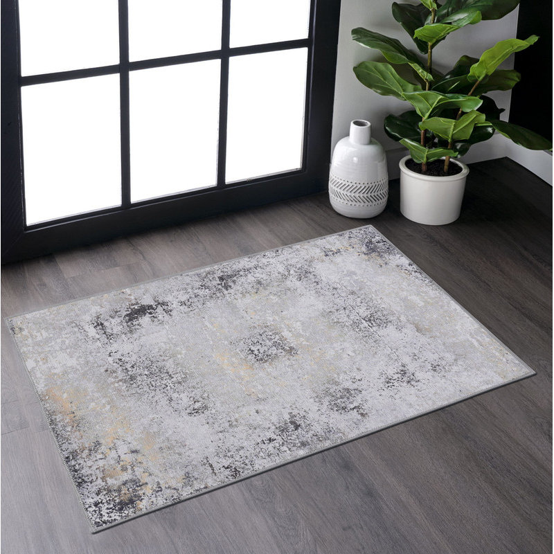 Tapis paillasson doré 2 pi x 3 pi (gris + doré, 2 pi x 3 pi)