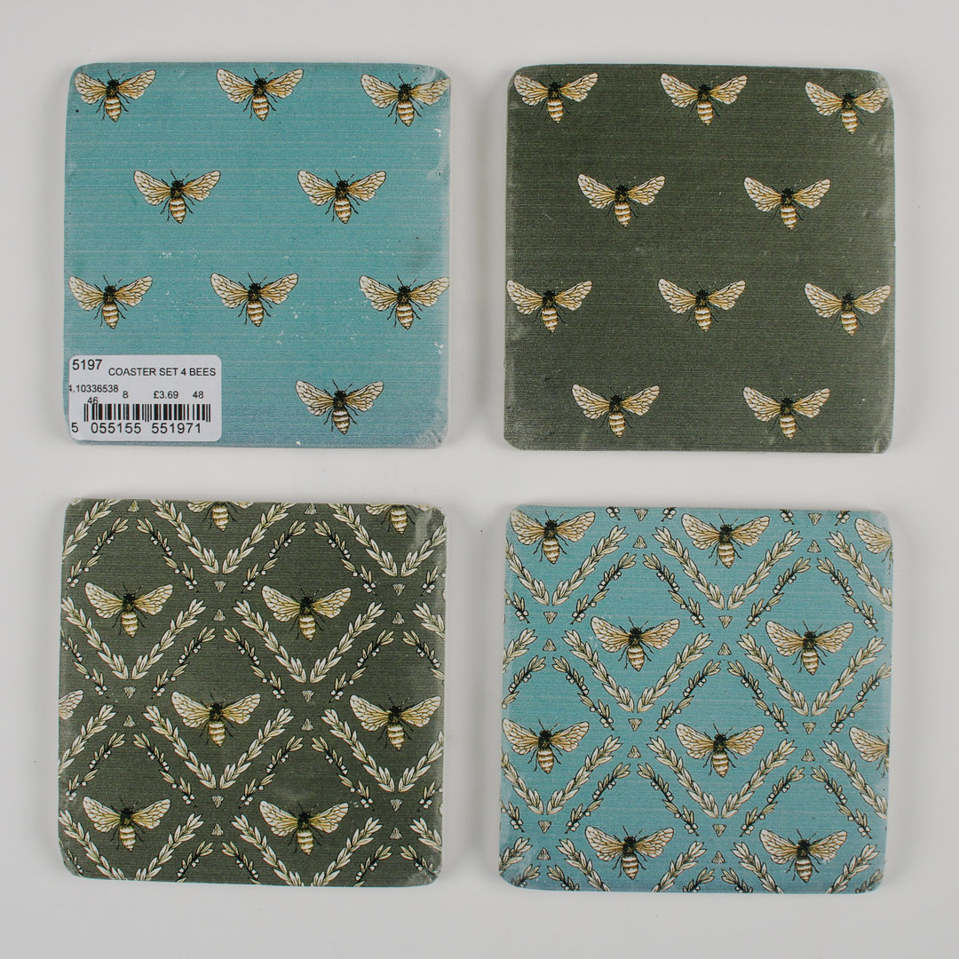 Ceramic Square 4 Piece Coaster Set
