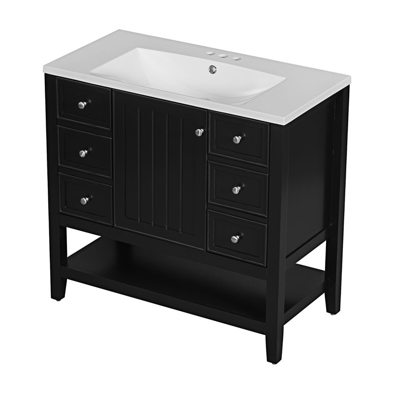 Meuble-lavabo de salle de bain avec lavabo, Noir
