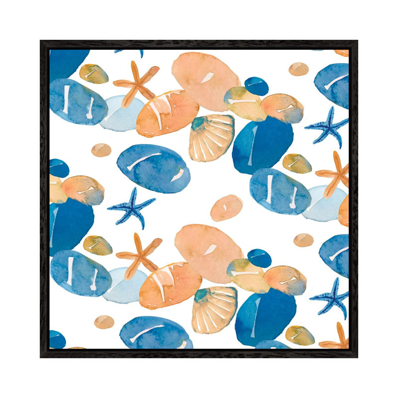 Pebble Beach by Michelle Campbell - Print on Canvas, Black Framed, 45.72 cm H x 45.72 cm W