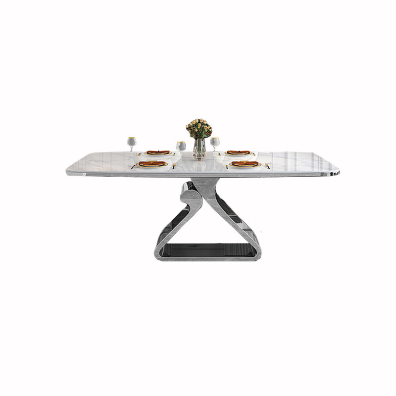 Arendine Metal Base Dining Table, White/Light Gray, 35.43" W x 59.06" L