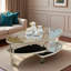 Table basse ovale en verre argenté à miroir avec conception à double couche, pieds en acrylique et décor en cristal