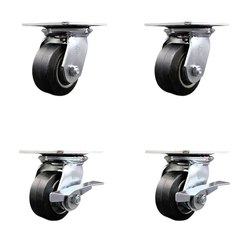 4 Piece Rubber on Aluminum Caster Set