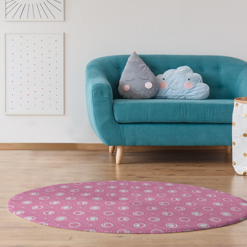Chenille Geometric Indoor Rug, Round 5'