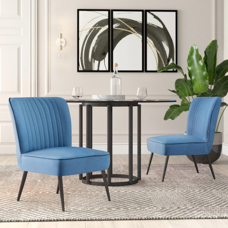 Allicyn 57.91Cm Wide Linen Slipper Chair, Blue