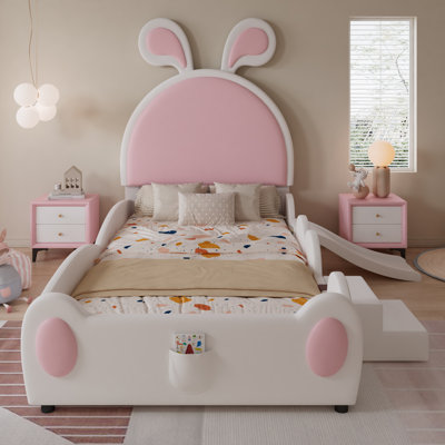 European Single (90 X 200 Cm) Toddler Beds Slat with Built-in Ladder Included