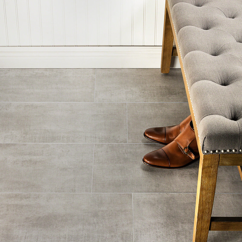 Cement 12" x 24" Matte Cement Look Porcelain Wall & Floor Tile, Silver
