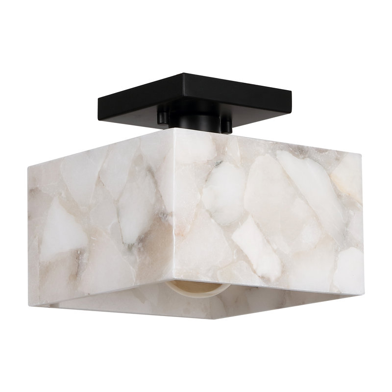Dereham Semi Flush Mount, Matte Black, 6.75" H x 8" W x 8" D