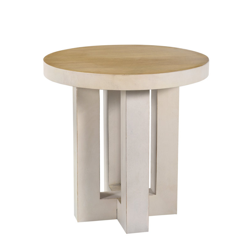 Table d'appoint Contemporary, Blanc, Bois jaune moyen