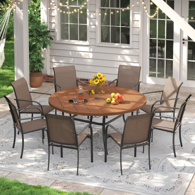 Ensemble repas d'extérieur pour 8 personnes avec fauteuil empilable 8 personnes
