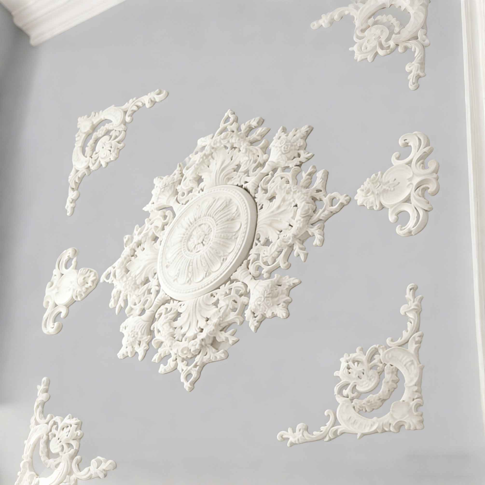 FixtureDisplays Large Plaster Ceiling Medallion, Ornate Baroque/Rococo ...
