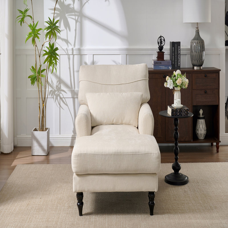 Chaise longue moderne, canapé-lit rembourré pour l'intérieur, Blanc