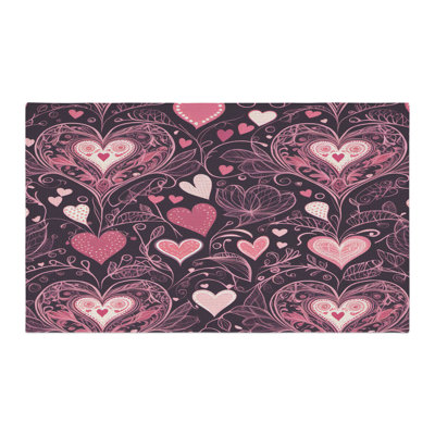 Pink Valentine Hearts Braided Rug