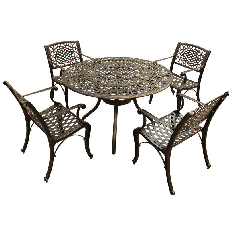 Casperson 4 - Person Patio Dining Set with Round Table, Bronze