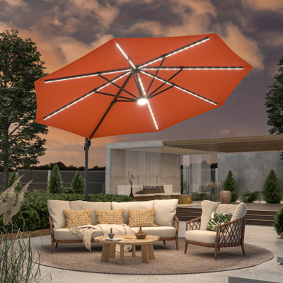 Senait 132.2'' Lighted Cantilever Umbrella