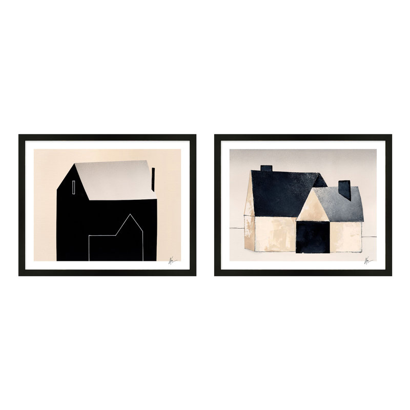 Urban Barn. Ensemble de 2 par Lee Lessem - Art mural encadré, Noir, H 24 po x l 30 po x P 1,25 po