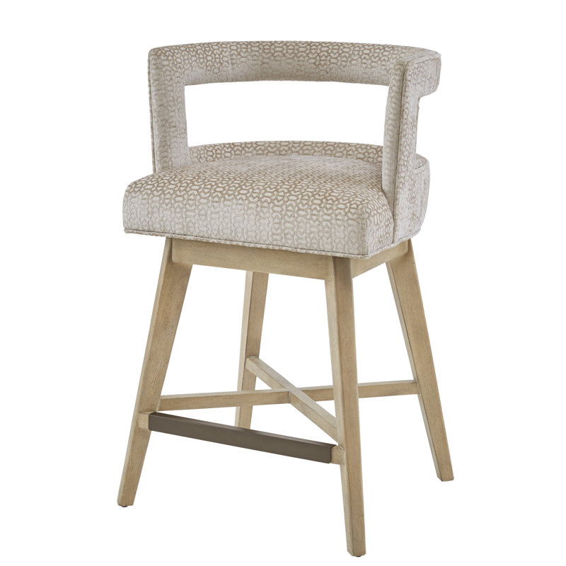 Tabouret de comptoir pivotant Glenwood, Crème à motif géométrique