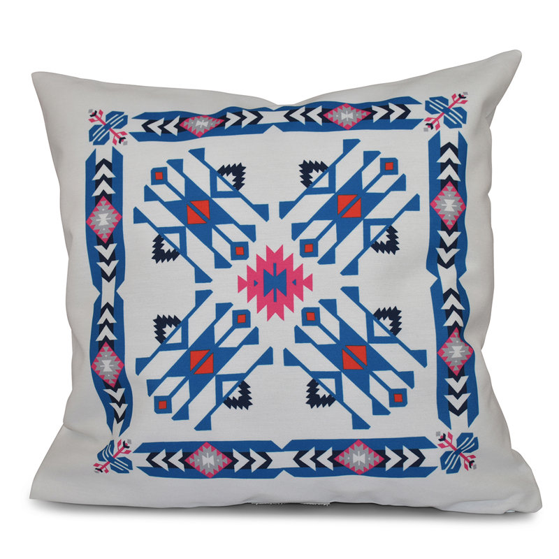 Housse et insert de coussin Happy Hippy, Bleu, H 26 po x l 26 po