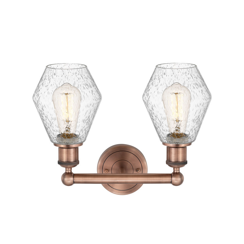 Éclairage pour salle de bain 2 lumières en acier et verre Gabbie, Granuleux, Cuivre antique