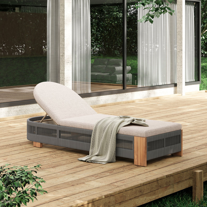 Chaise longue d'extérieur réglable en bois d'acacia, Gris