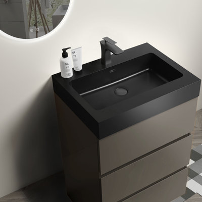Modern Bathroom Vanity - Sleek Look, Silent Drawer Runners, 24 Basin Large Storage, Operation