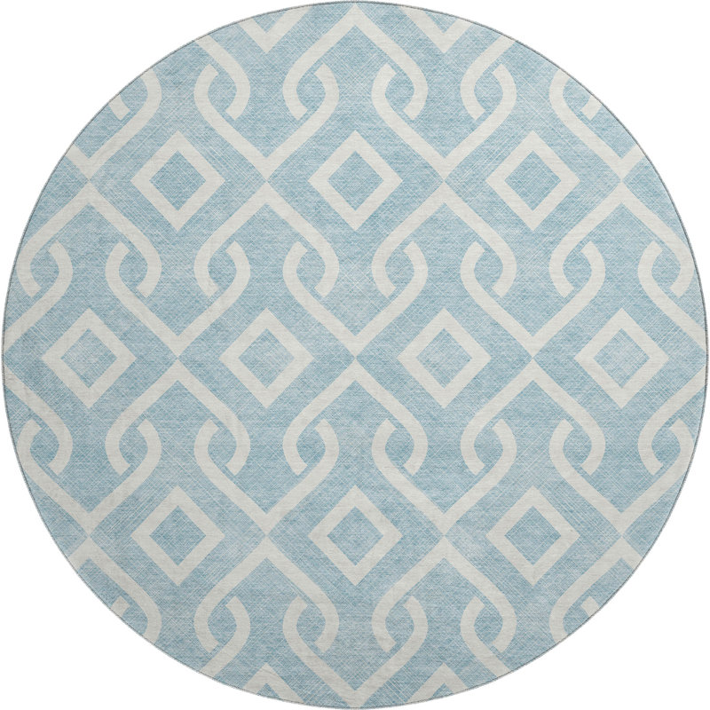 Premium Machine Washable Cerrito Sky Rug, Round 8'