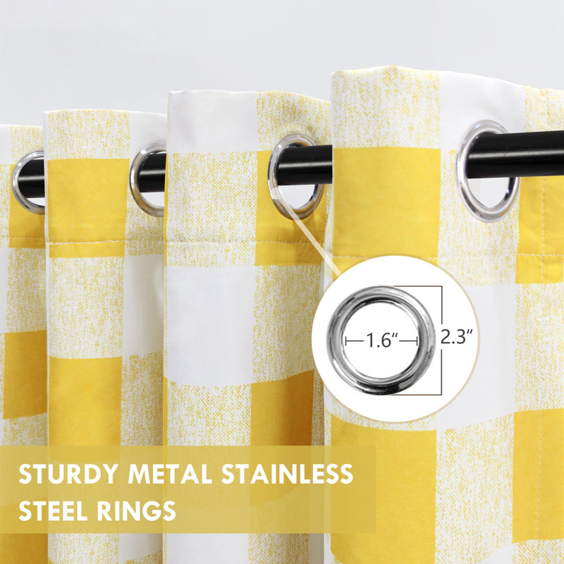 Burtonsville Buffalo Plaid Curtains 2 Panels Grommet Curtain Blackout Thermal Insulated Window Drapes, 52" W x 84" L, Yellow