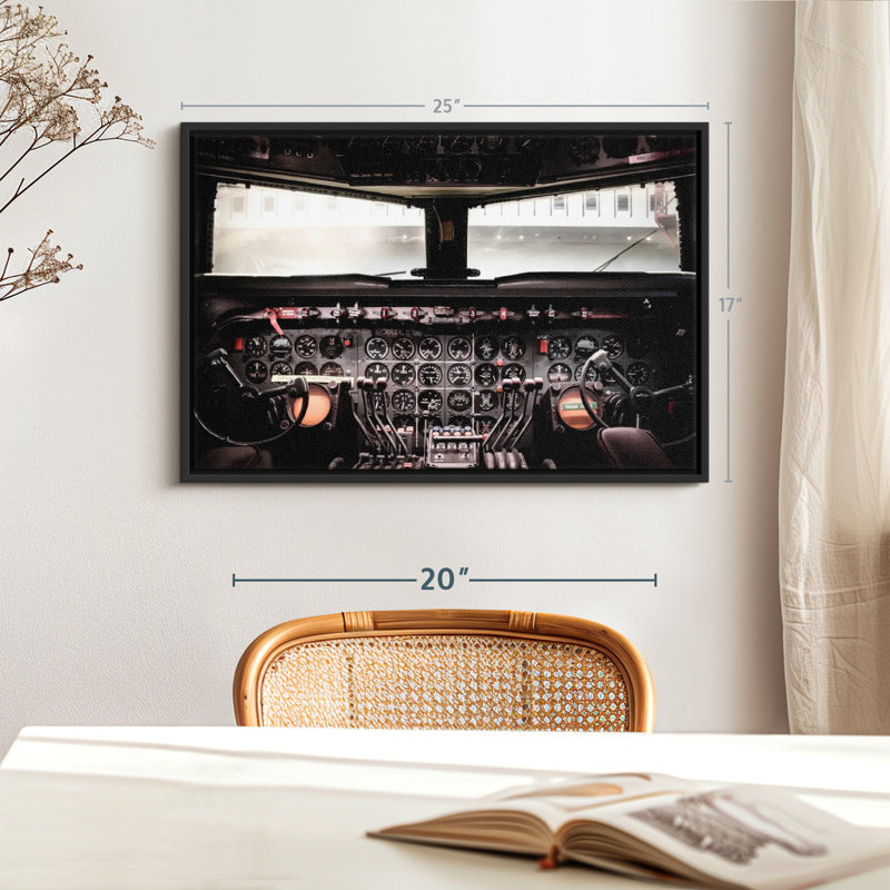 "Art mural rétro de cockpit d'avion", H 17 po x l 25 po