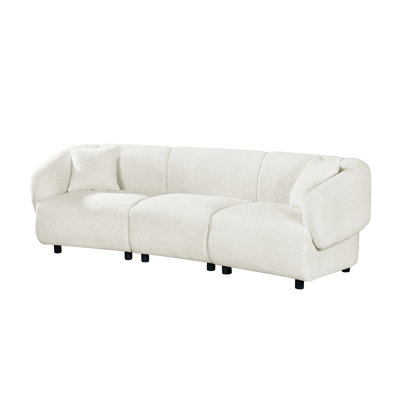 98.5" Curved Contemporary 3-Seater Sofa: Plush Seating, Streamlined Design & Durable Frame for Stylish Living Spaces by Latitude Run