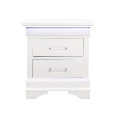 Table de chevet blanche Charlton avec DEL