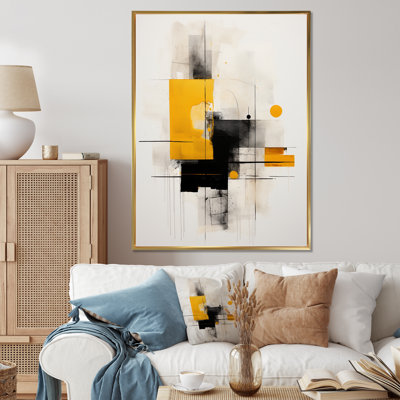 Fyke Grey Yellow Minimalism Purity Of Form I On Canvas Print