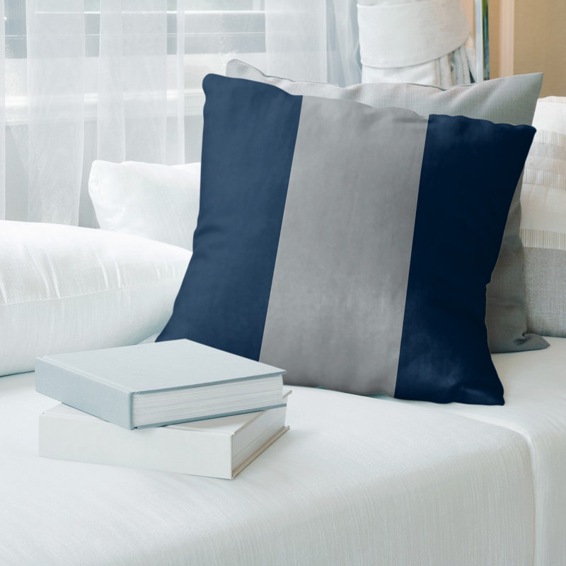 Coussin décoratif , 16 po x 1 po, Bleu / Gris, Polyester sergé