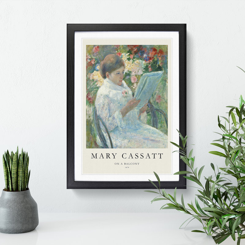 On a Balcony by Mary Cassatt - Picture Frame Painting, 48cm H x 36cm W x 2cm D, Black