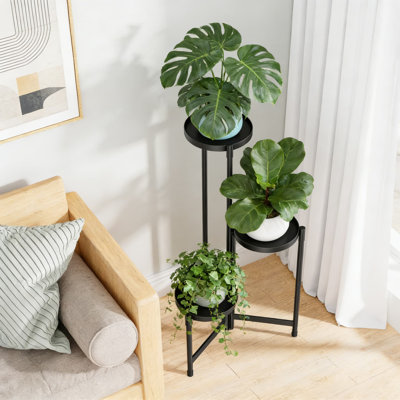 Support pour plante à 3 niveaux en métal pour l'intérieur et l'extérieur