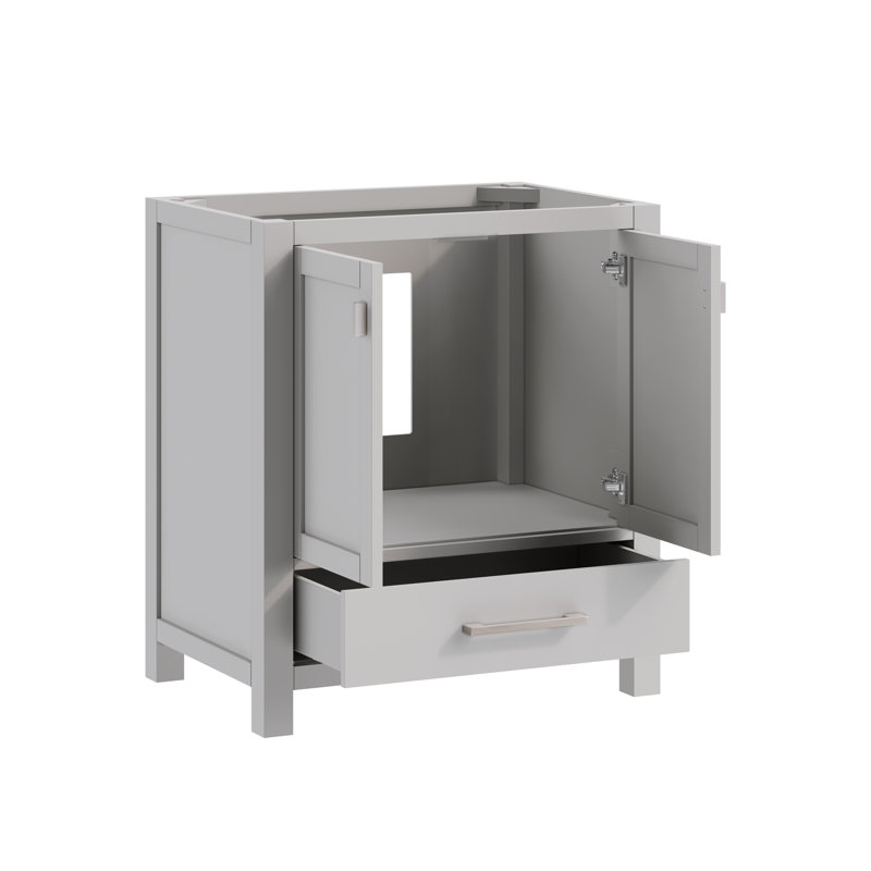 Modero 36" Single Bathroom Vanity with Top, Carrera White Marble, Chilled Gray, Brushed Nickel