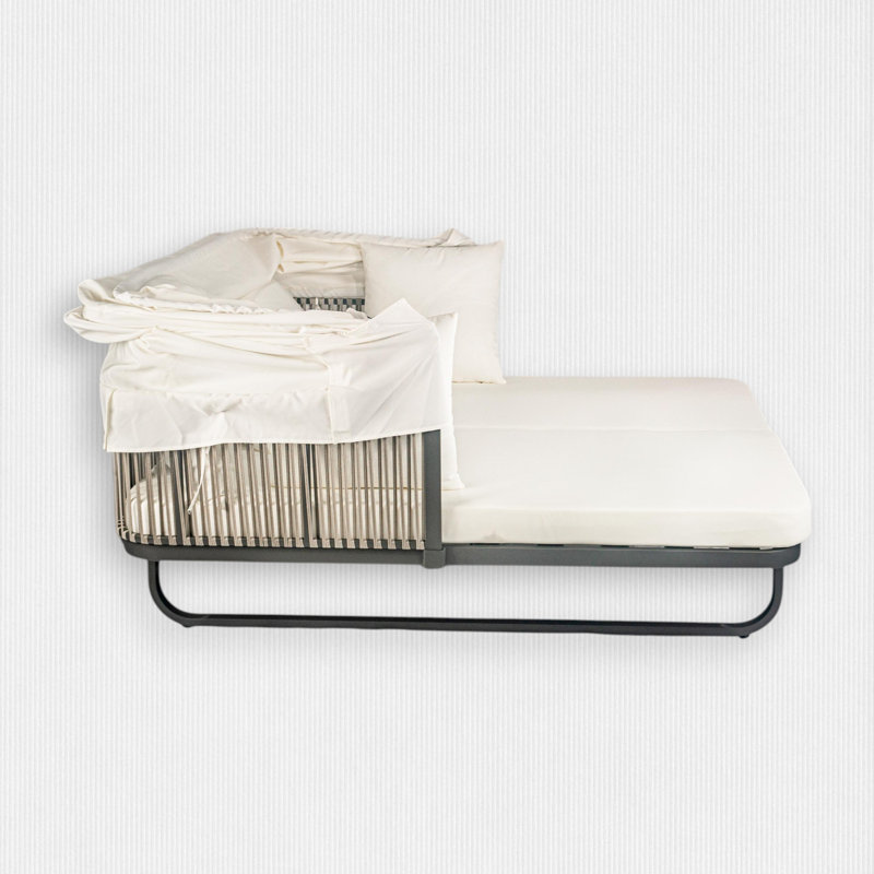 60'' Wicker Outdoor Patio Daybed, Beige