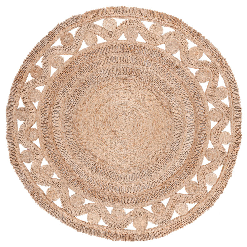 Camyia Natural Fiber Flat Weave Jute Solid Color Rug, Round 6'