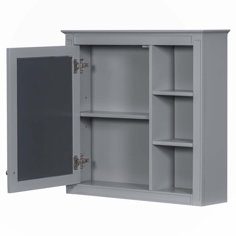 Meuble-lavabo simple 30 po avec plateau en résine et miroir Drenna, Gris