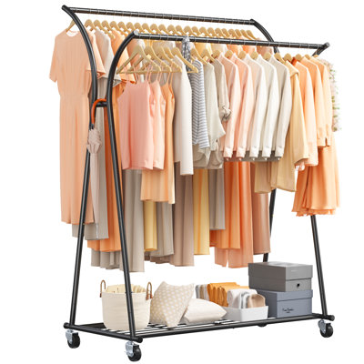 Madelein Rolling Clothes Racks, Heavy Duty Garment Rack, Clothing Rack with Wheels and Casters