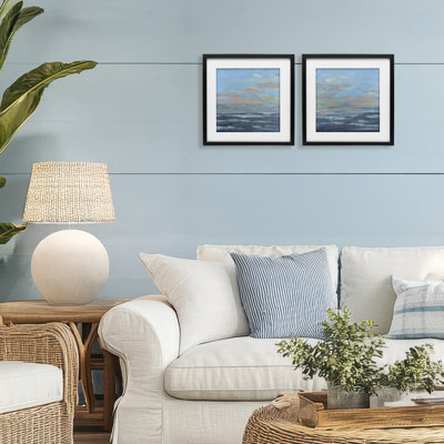 «Abstract Ocean Romance», ensemble de 2 impressions encadrées sous verre, design par June Erica Vess