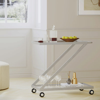 Chariot-bar, base en fer et verre trempé