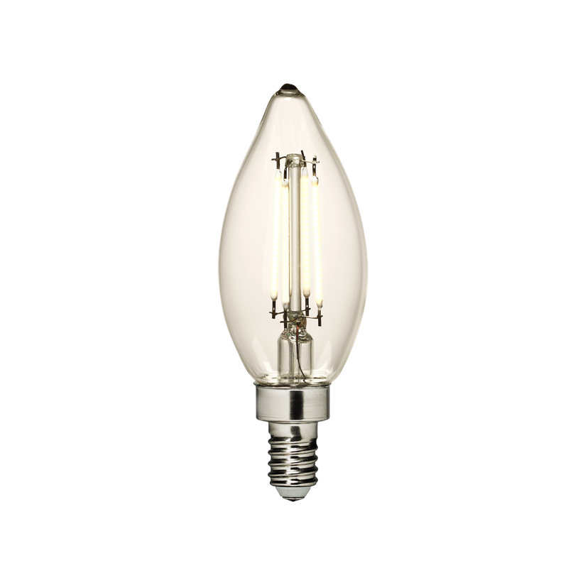 Visual Comfort & Co. LED Torpedo shape 4W 3000K Warm White E12 Candelabra base Clear Edison Style light bulb, 3000 Kelvins