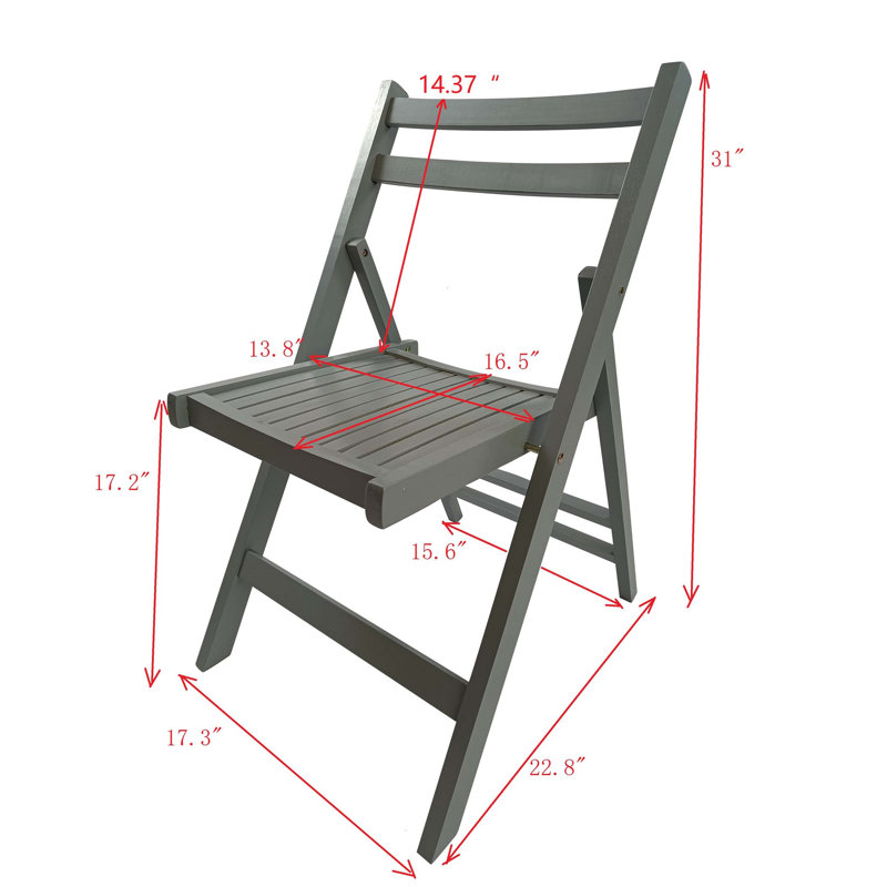 Ensemble de 4 chaises pliantes en bois à lattes Furniture, durables et élégantes pour l'intérieur et l'extérieur, Gris