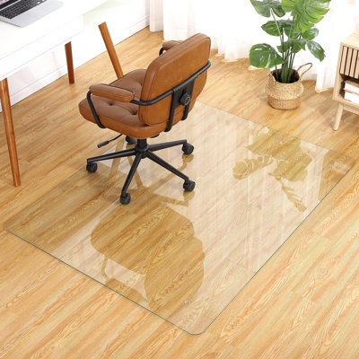 55"×46" /60"×46" Tempered Glass Chair Mat with 1000 Lbs Capacity, Clear Floor Protector for Office Rolling Chairs