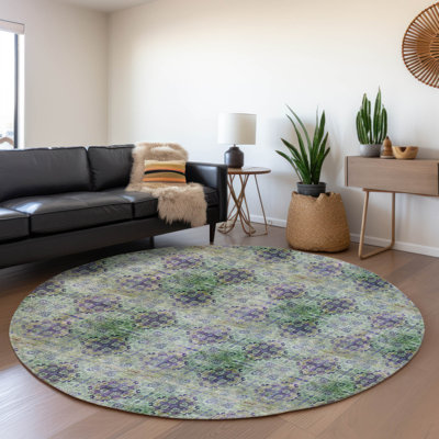 Premium Machine Washable Cerrito AMF557 Purple Rug
